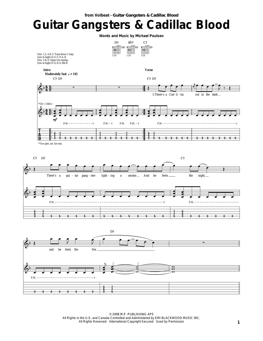 Guitar Gangsters & Cadillac Blood Acoustic Guitar scores gallery preview page 1