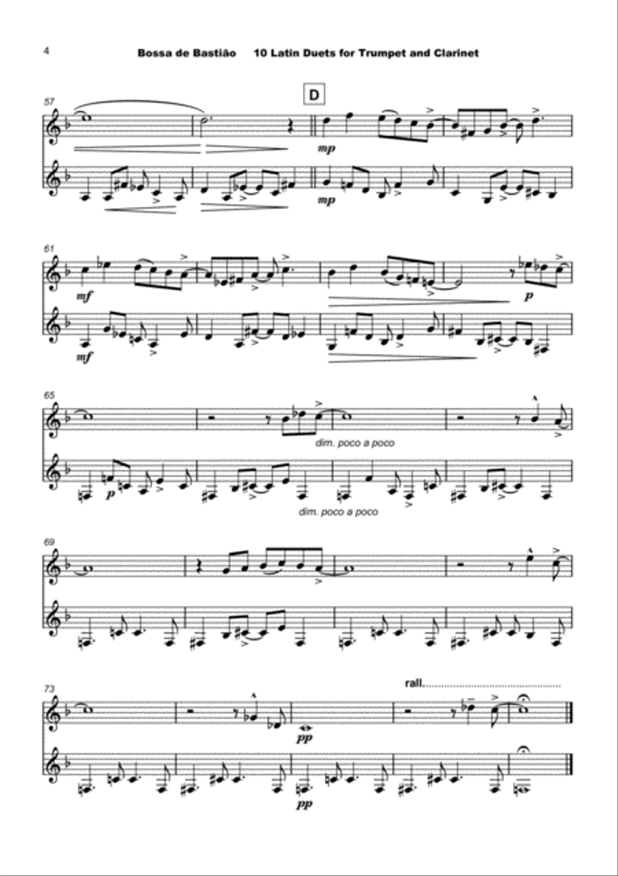 10 Latin Duets, for Trumpet and Clarinet Clarinet scores gallery preview page 6