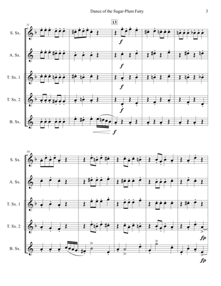 Dance of the Sugar-Plum Fairy for Saxophone Quintet (SATTB or AATTB) image number null