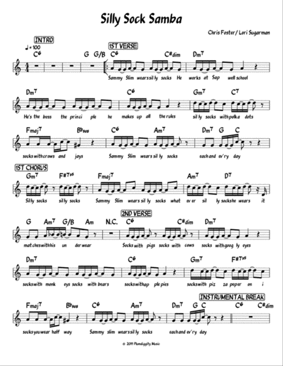 Silly Socks - Lead Sheet Piano, Vocal, Guitar scores gallery preview page 1
