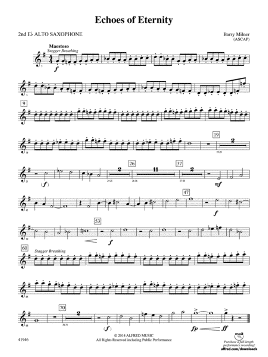 Echoes of Eternity: 2nd E-flat Alto Saxophone Concert Band scores gallery preview page 1