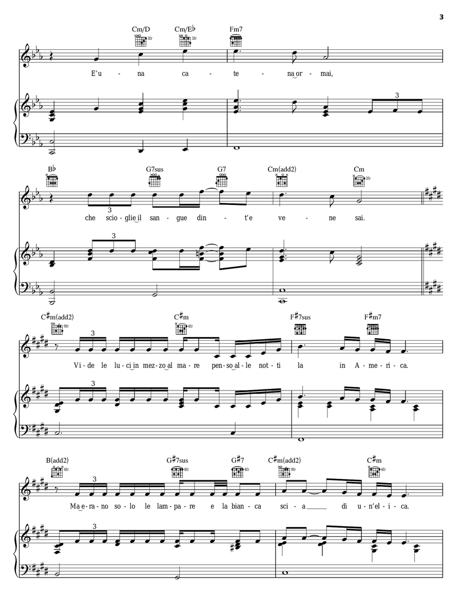 Caruso Piano, Vocal, Guitar scores gallery preview page 3