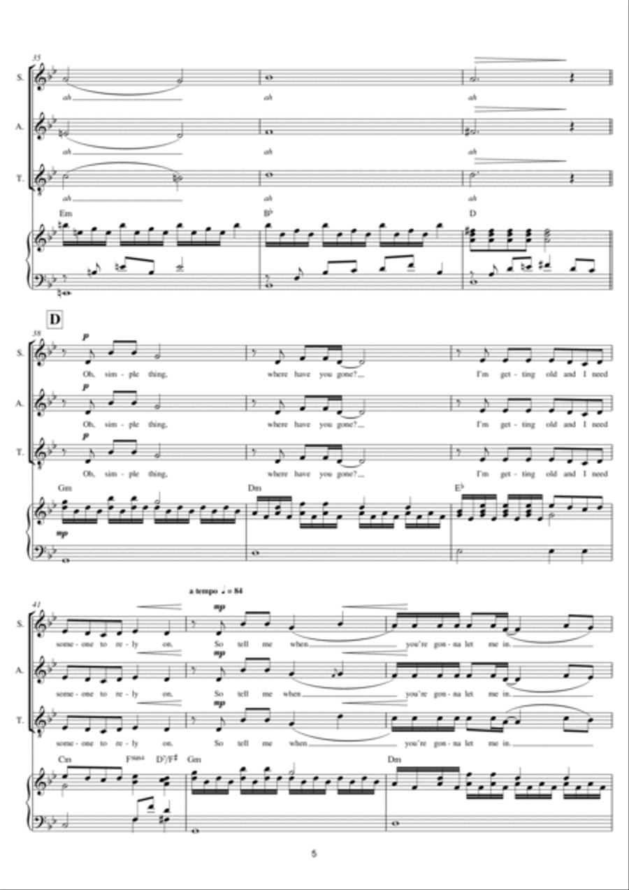 Somewhere Only We Know (arr. Mark De-Lisser) SAT scores gallery preview page 5