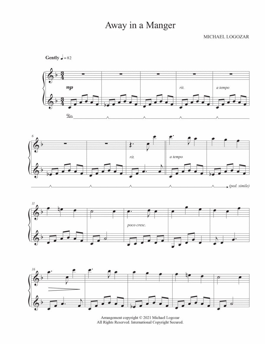 Away in a Manger - Modern Christmas Arrangement Piano Solo scores gallery preview page 1