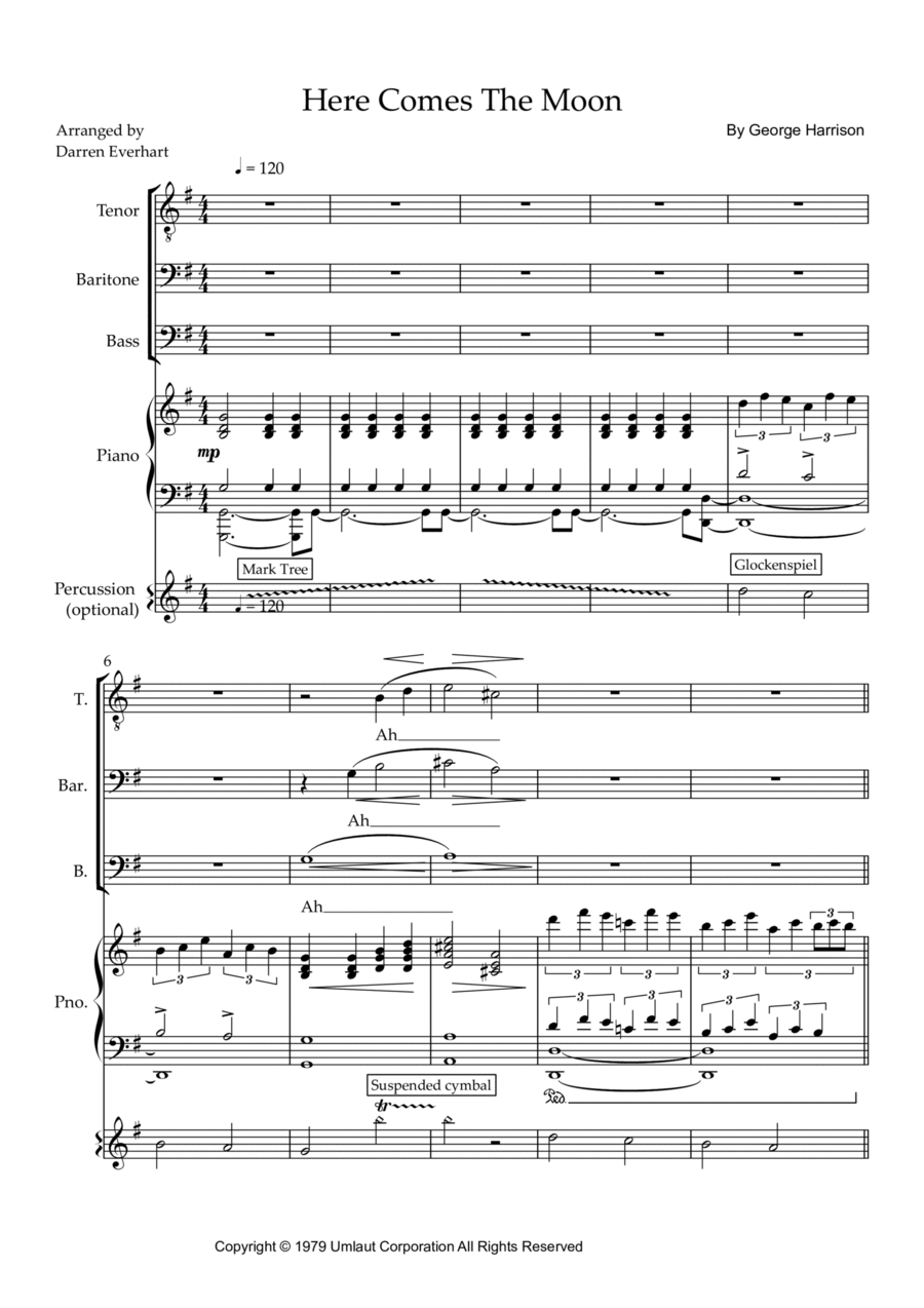 Here Comes The Moon TTBB scores gallery preview page 1