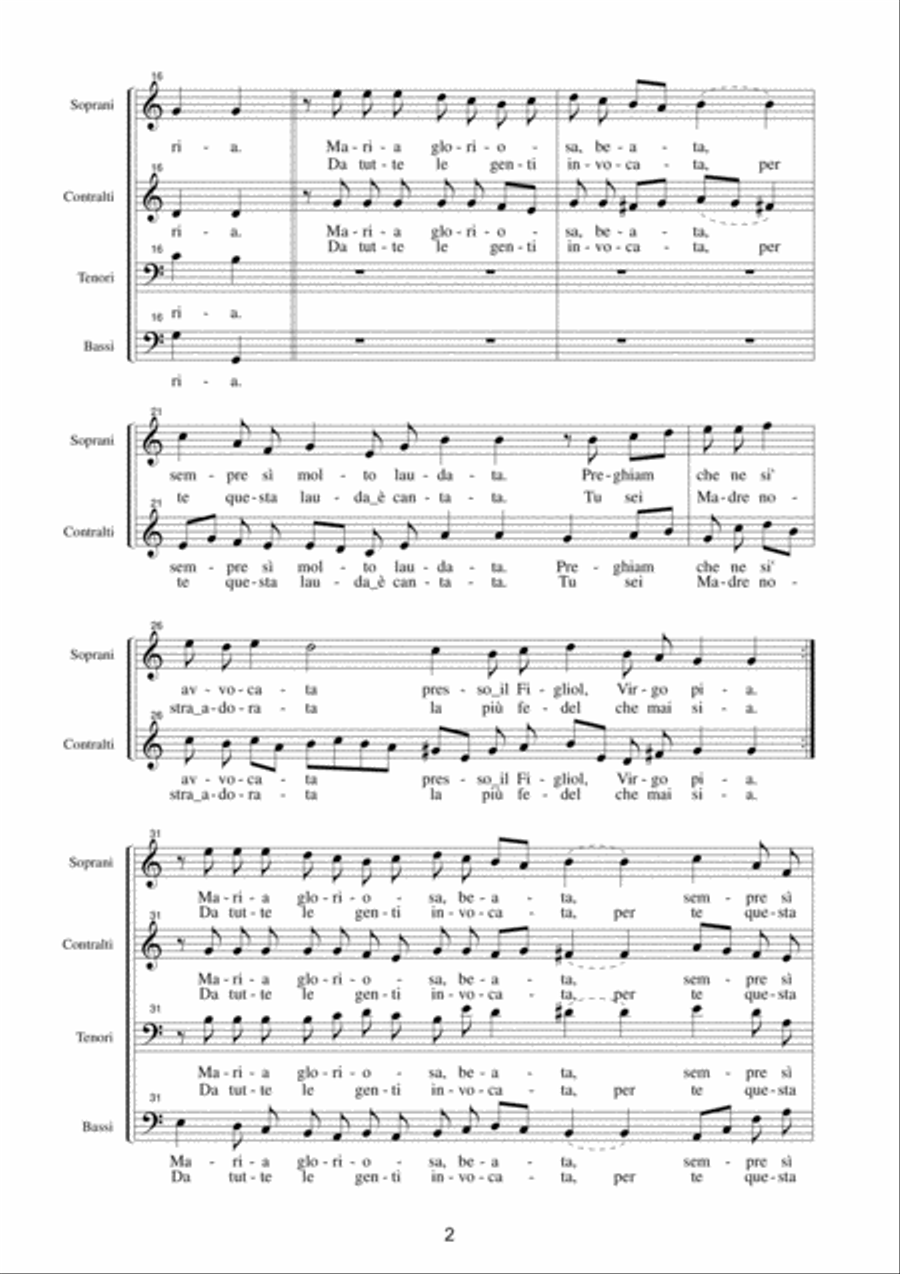 LAUDARIO CORTONESE - 6 Laude - Look inside - Arr. for SATB Choir image number null