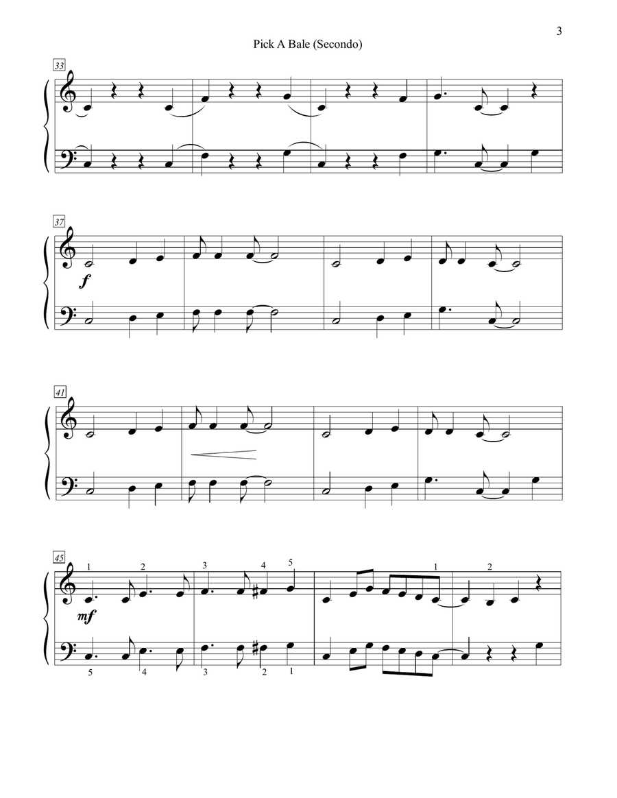 Pick A Bale of Cotton (1P/4H) 1 Piano, 4-Hands scores gallery preview page 4