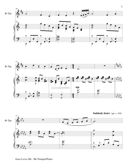 JESUS LOVES ME (Duet – Bb Trumpet and Piano/Score and Parts) image number null