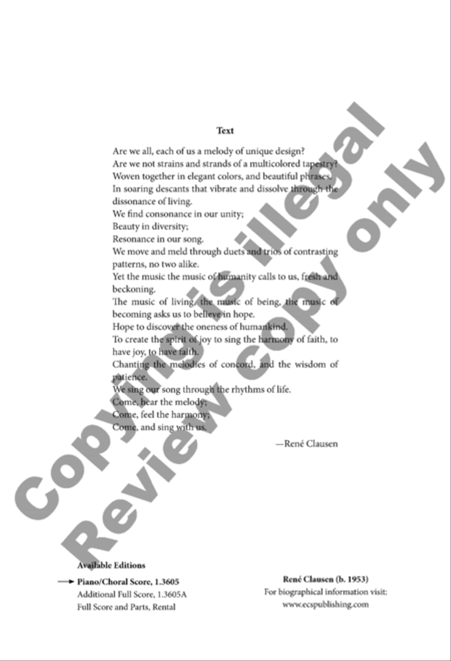 The Music of Being (Piano/Choral Score) SSA scores gallery preview page 2
