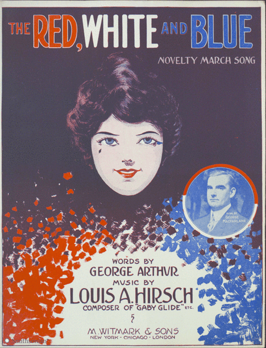 The Red, White and Blue: Novelty March Song Piano, Vocal scores gallery preview page 1