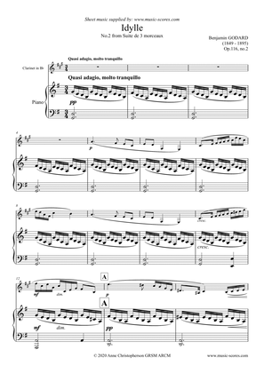 Book cover for Godard - Idylle - No.2 from Op. 116 Suite de 3 Morceaux - Clarinet