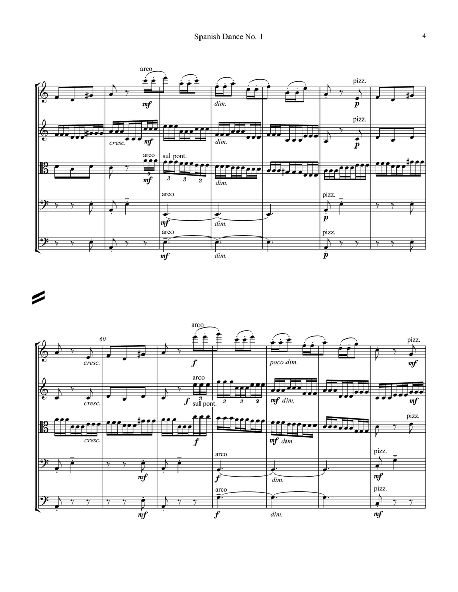 Spanish Dance No. 1, Danza from La vida breve for string orchestra (string quintet) String Orchestra scores gallery preview page 5