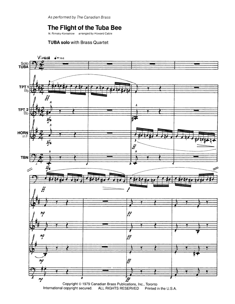 The Flight of the Tuba Bee - Full Score Brass Ensemble scores gallery preview page 1
