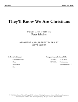 They'll Know We Are Christians - Flute, Bass and Percussion Score/Parts