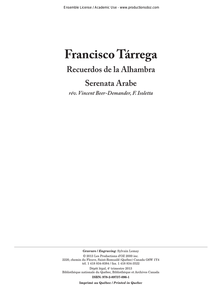 Recuerdos de la Alhambra - Serenata Arabe Piano Accompaniment scores gallery preview page 1