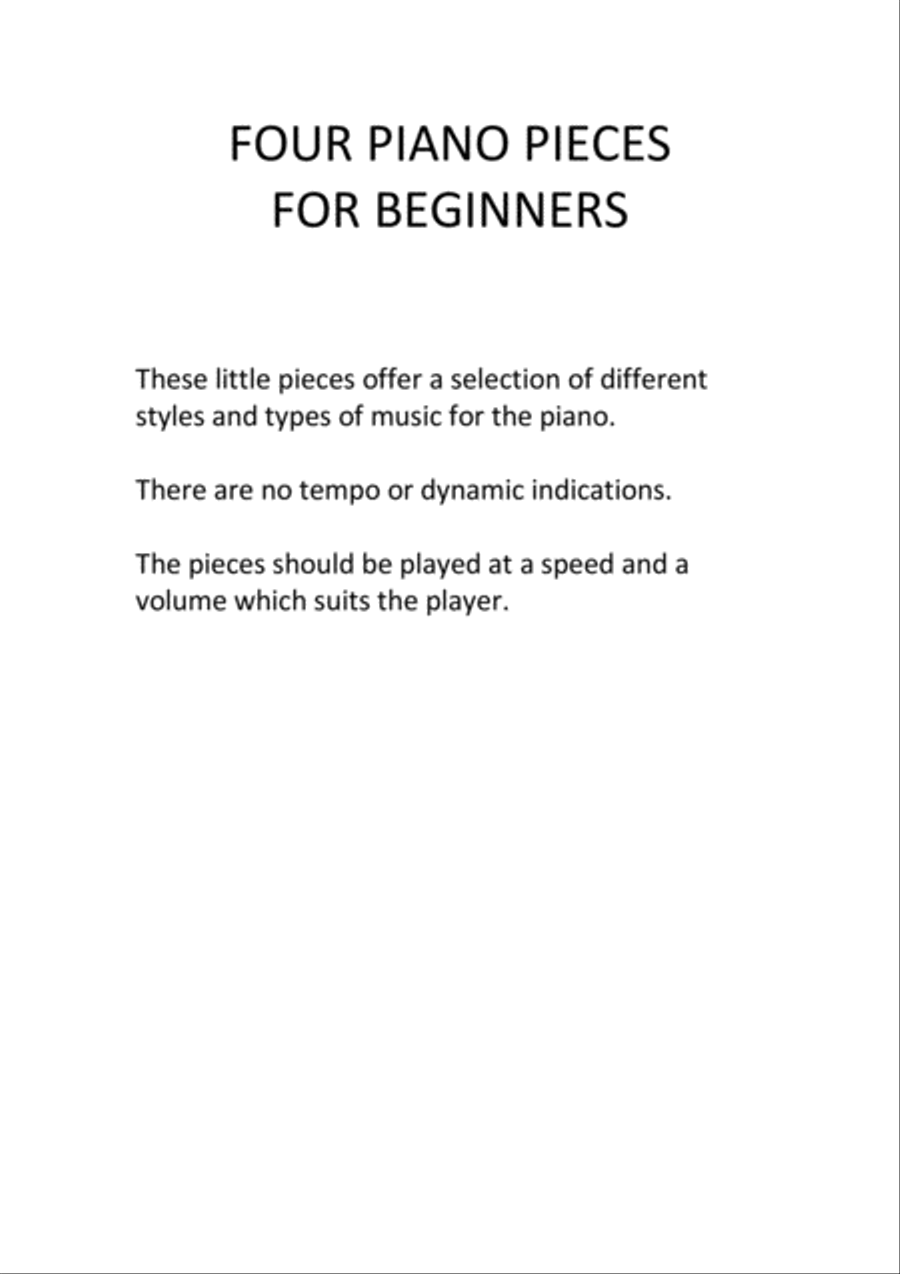 Four Pieces For Beginners On The Piano Piano Method scores gallery preview page 1