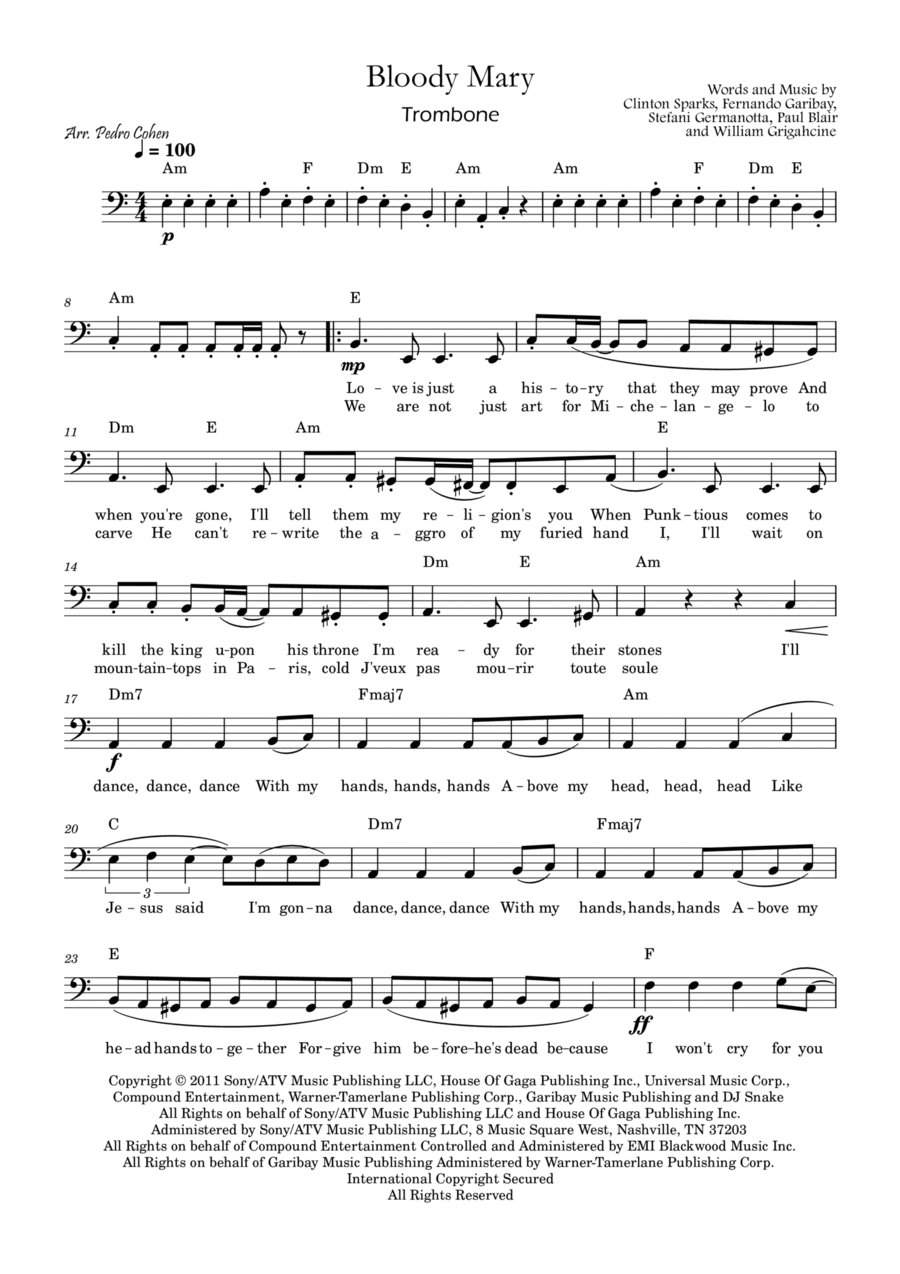 Bloody Mary Trombone Solo scores gallery preview page 1