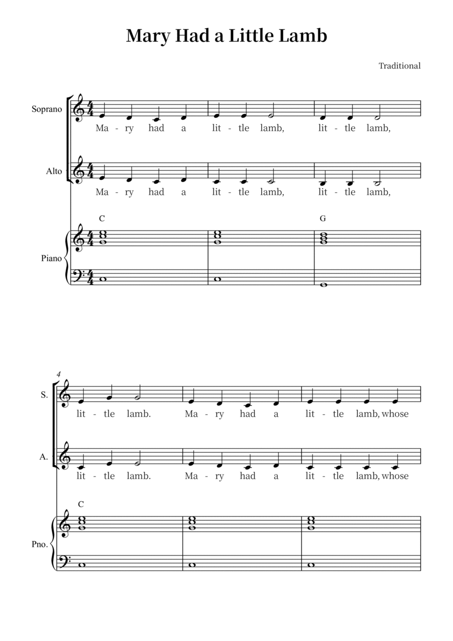 Mary Had A Little Lamb SA scores gallery preview page 1