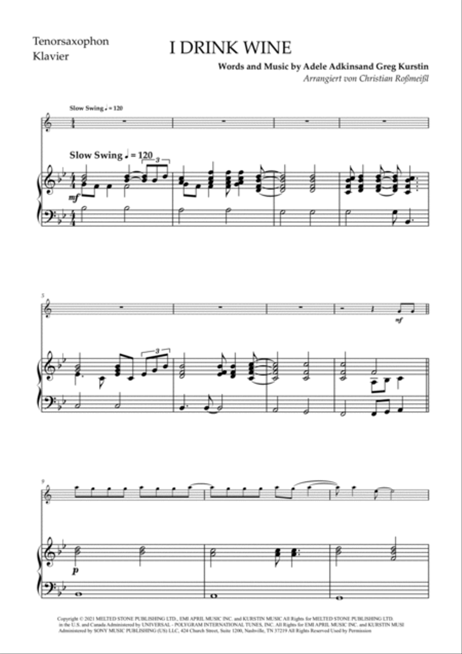 I Drink Wine Tenor Saxophone scores gallery preview page 2