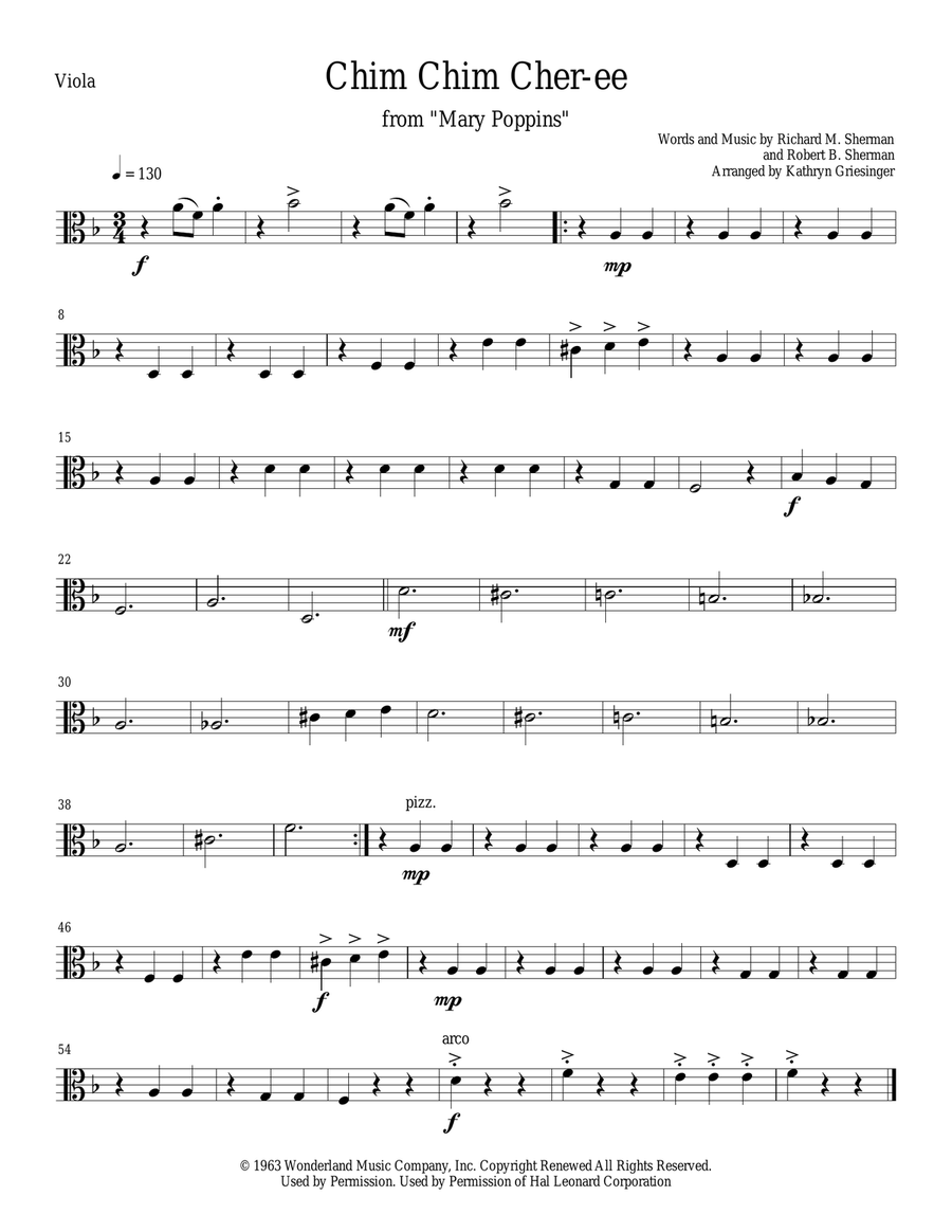 Chim Chim Cher-ee from Walt Disney's MARY POPPINS String Quartet scores gallery preview page 3