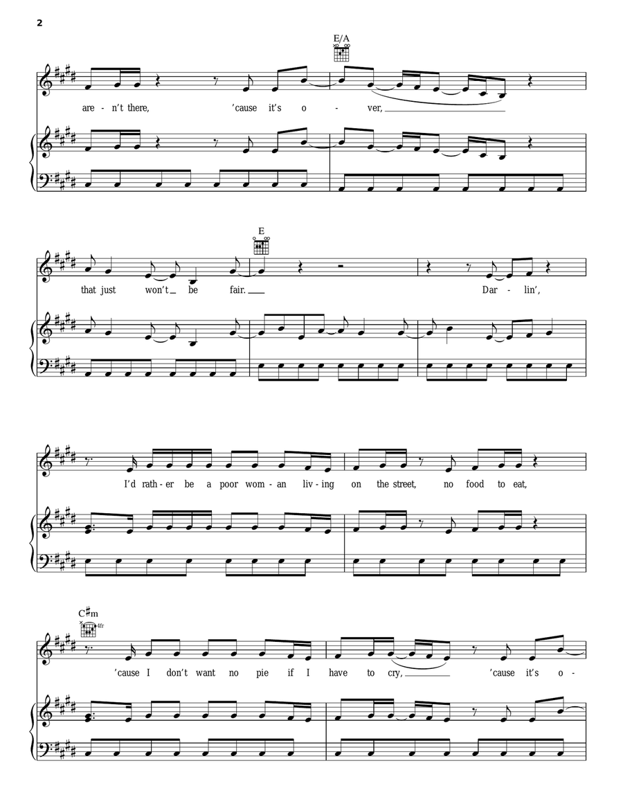Doesn't Mean Anything Piano, Vocal, Guitar scores gallery preview page 2