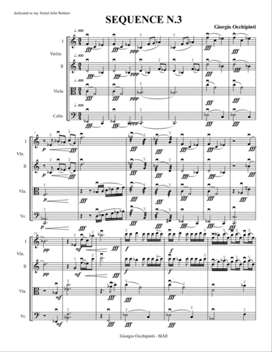 SEQUENCE N.3 String Quartet scores gallery preview page 1