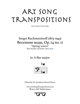 Book cover for RACHMANINOFF: Весенние воды, Op. 14 no. 11 (transposed to A-flat major, "Spring waters")