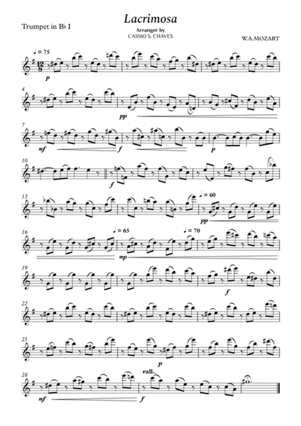 Mozart - Lacrimosa for Brass Quartet image number null