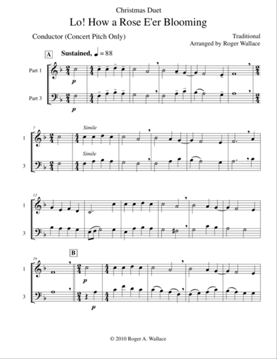 Lo! How a Rose E'er Blooming (Mixed Duet) Score and Parts scores gallery preview page 2