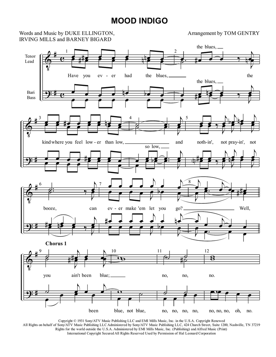 Mood Indigo Mood Indigo TTBB scores gallery preview page 1