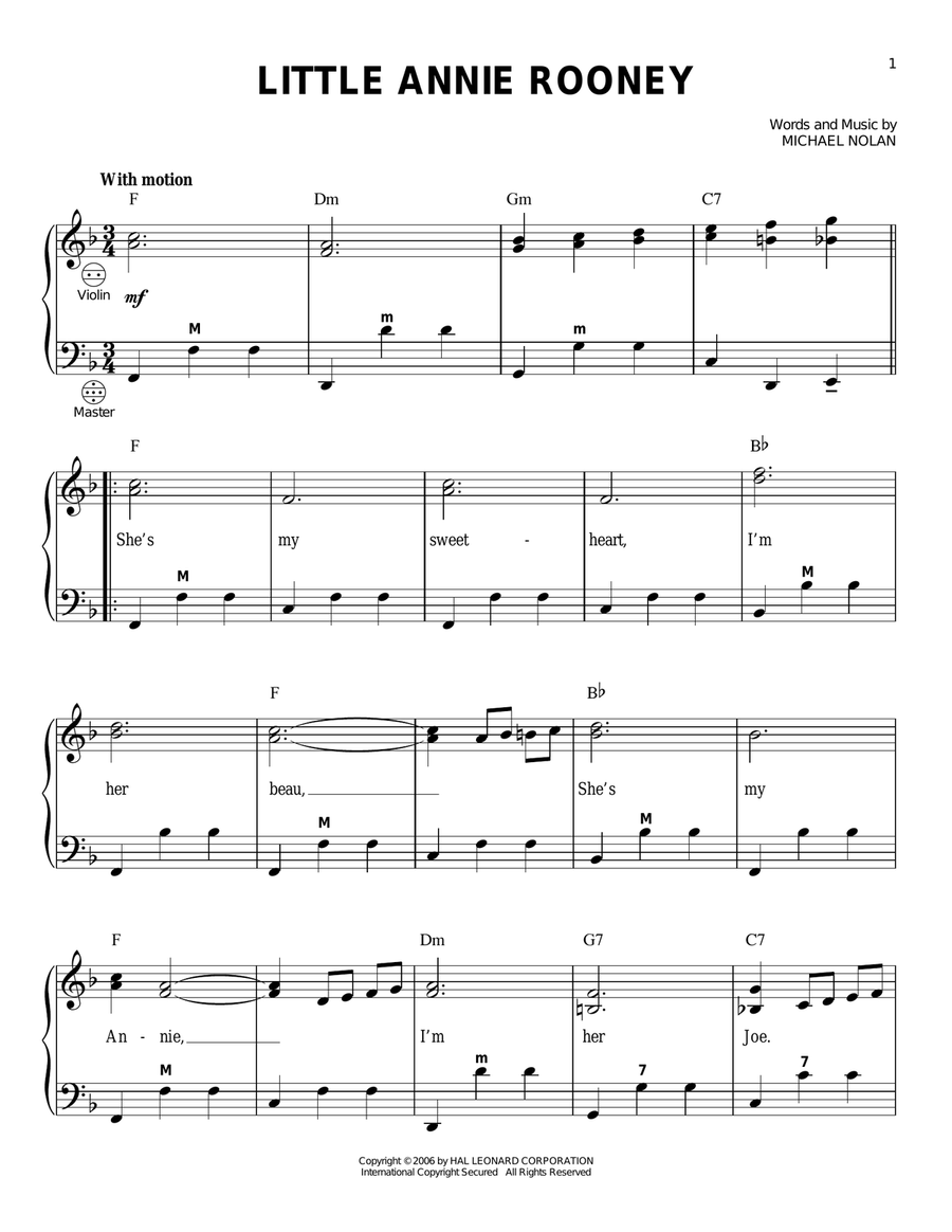 Little Annie Rooney Accordion scores gallery preview page 1