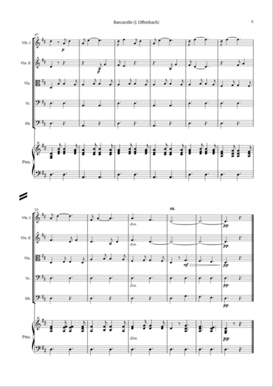 Barcarolle - Belle Nuit, O Nuit D'Amour String Quintet scores gallery preview page 5