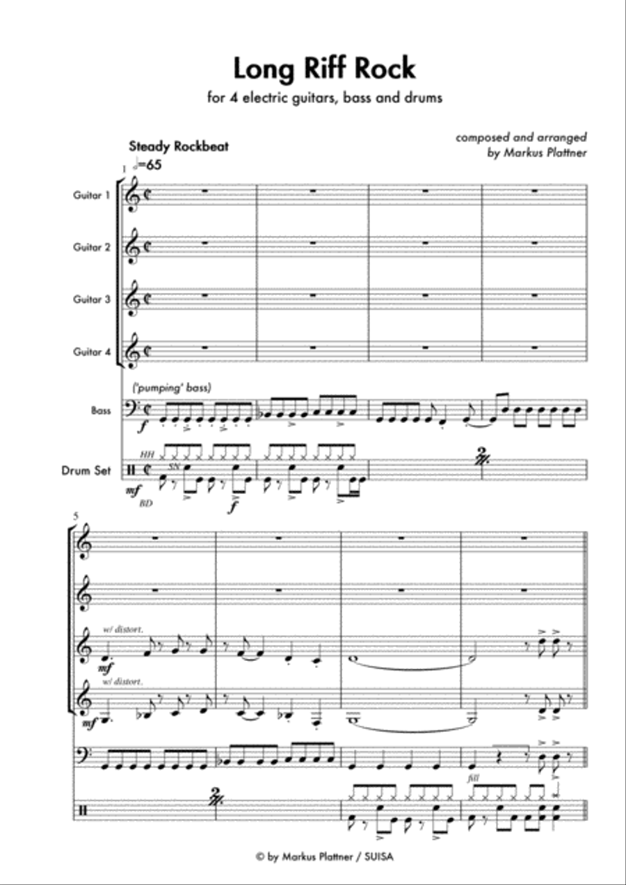 Long Riff Rock for Guitar Band Small Ensemble scores gallery preview page 3