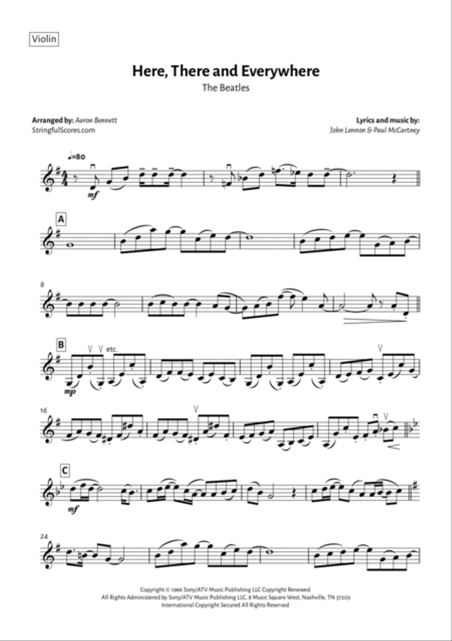 Here, There And Everywhere String Duet scores gallery preview page 4