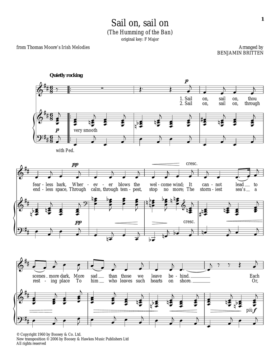 Sail On, Sail On Piano, Vocal scores gallery preview page 1