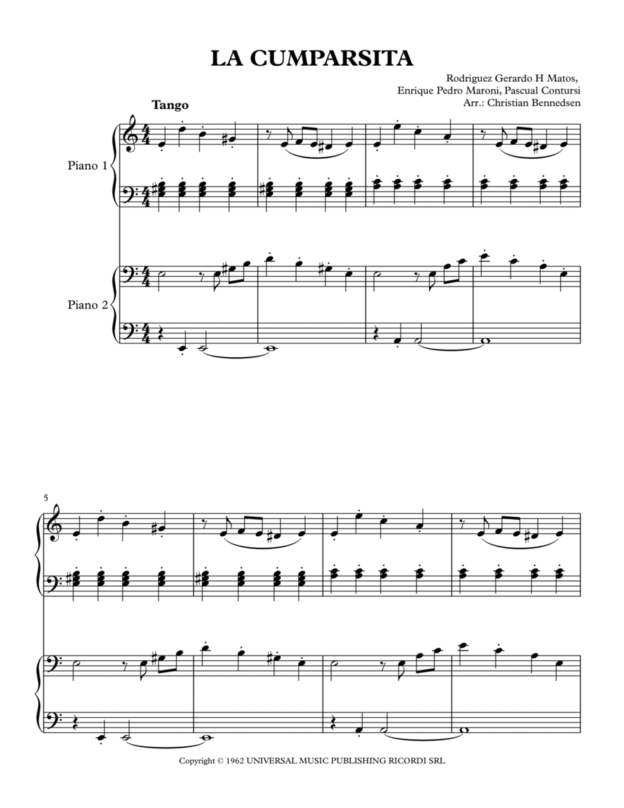 La Cumparsita Piano scores gallery preview page 1