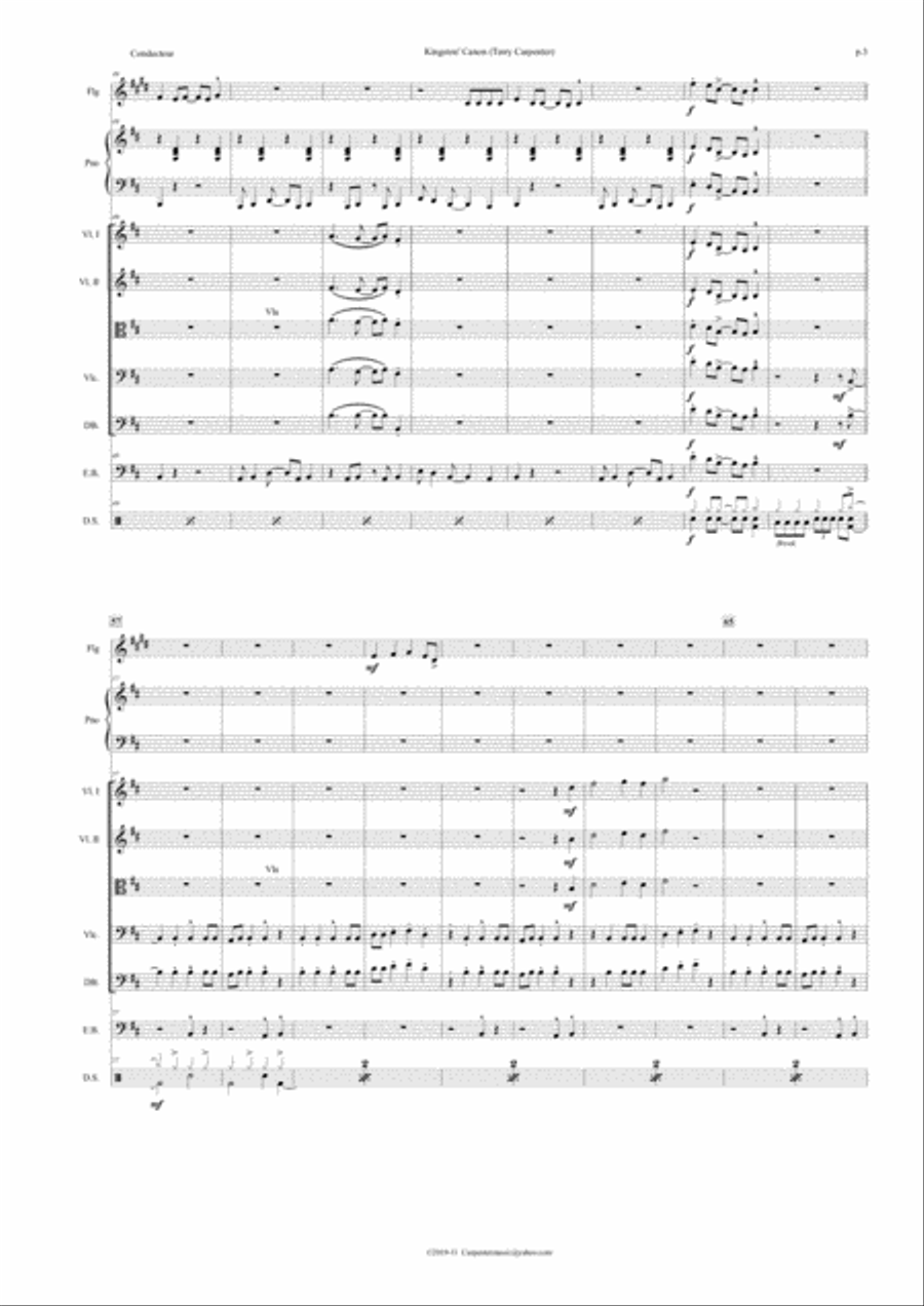 Kingston's canon,reggae style, for string quartet and combo jazz Large Ensemble scores gallery preview page 3