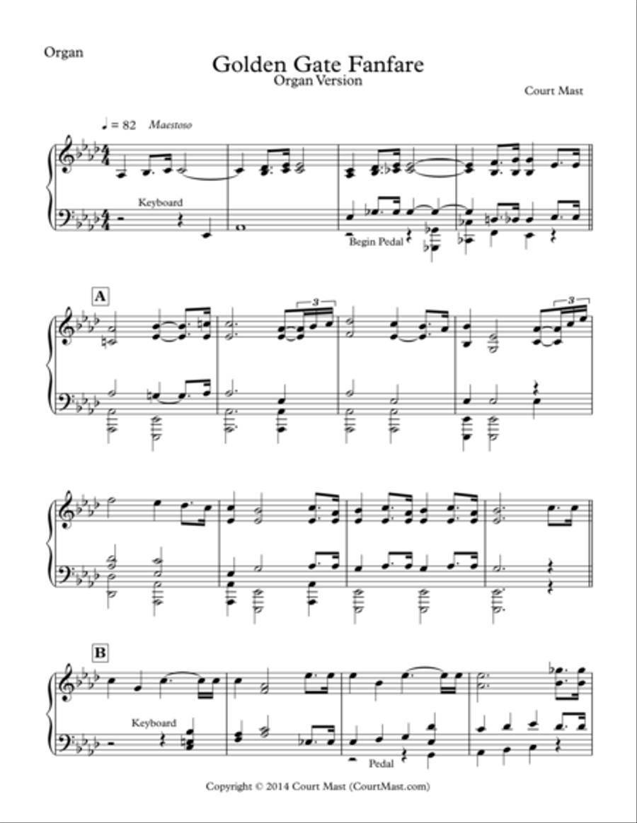 Golden Gate Fanfare - Organ Version Organ Solo scores gallery preview page 1