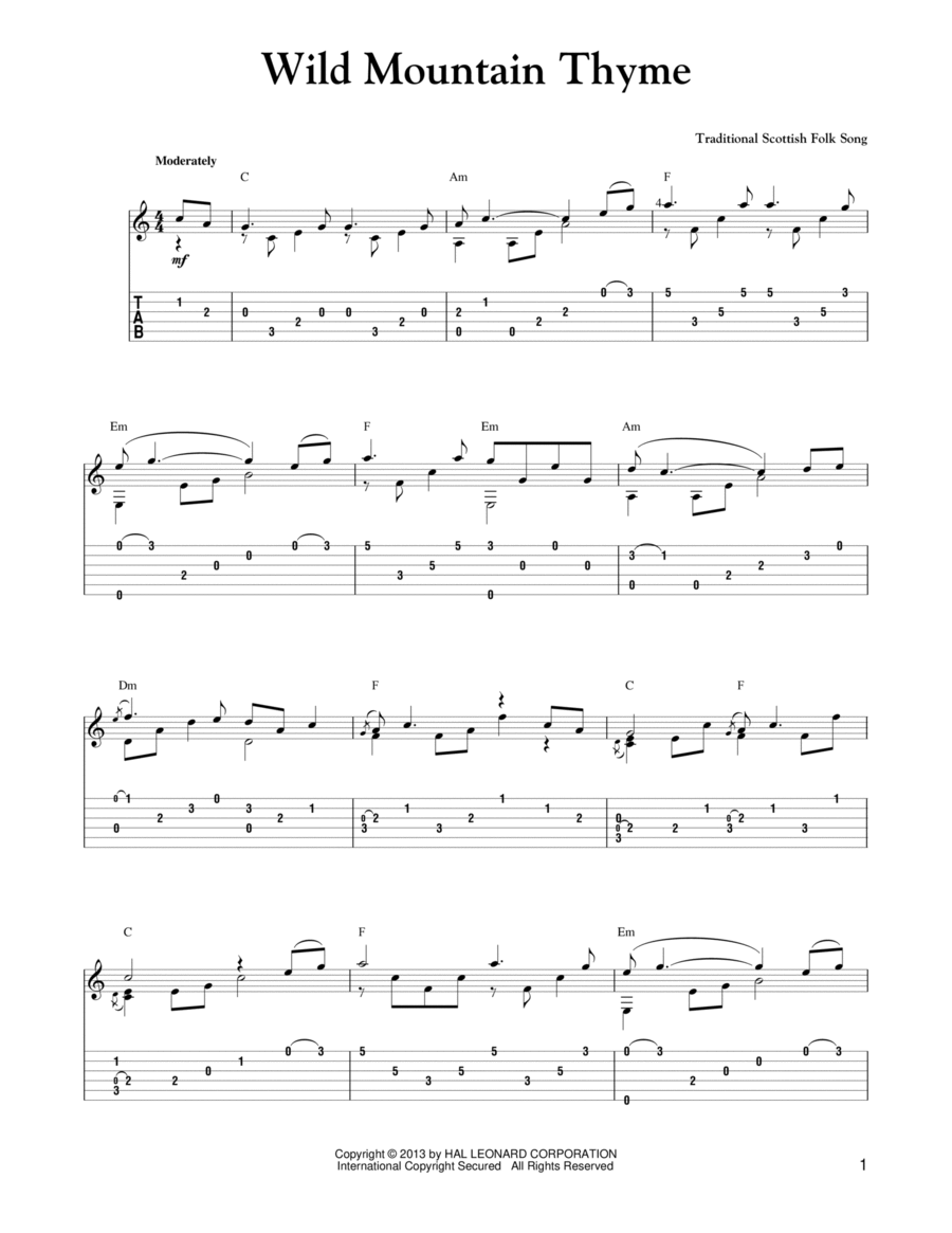 Wild Mountain Thyme (arr. Mark Phillips) Acoustic Guitar scores gallery preview page 1