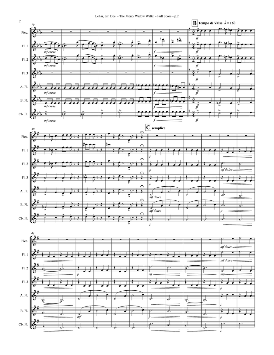 The Merry Widow Waltz Flute Choir scores gallery preview page 4