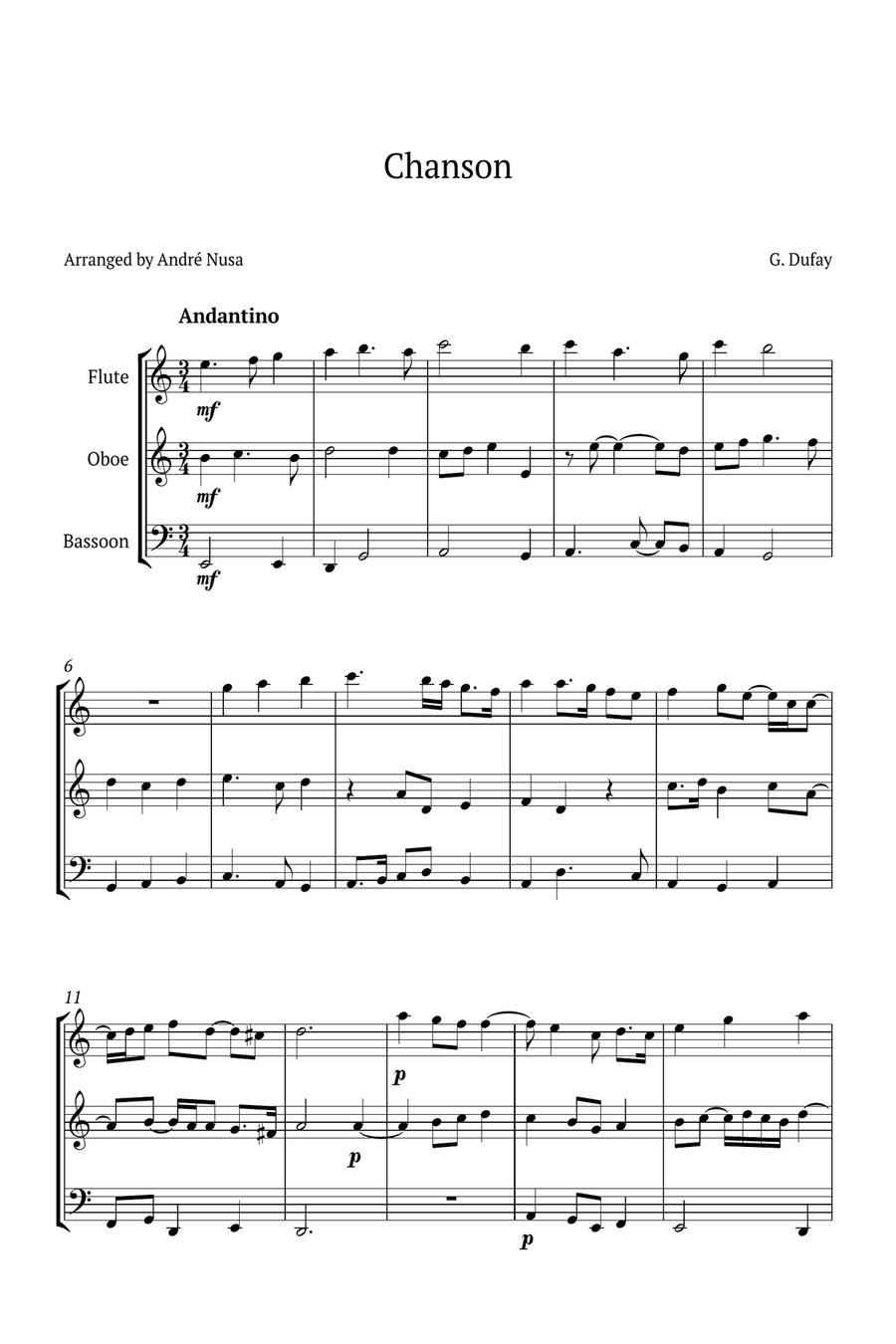 Chanson Woodwind Trio scores gallery preview page 1