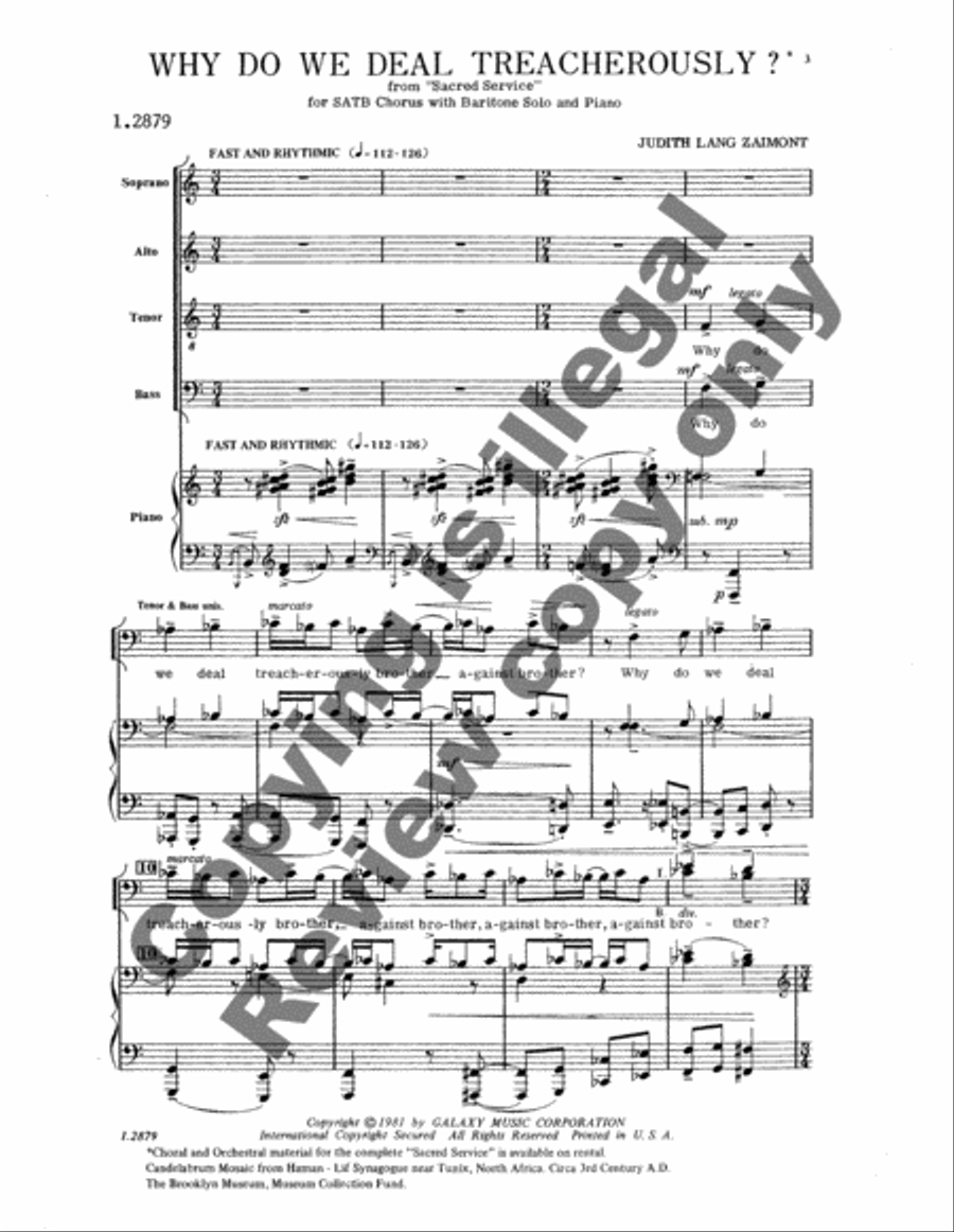 Sacred Service: Why Do We Deal Treacherously? 4-Part scores gallery preview page 3