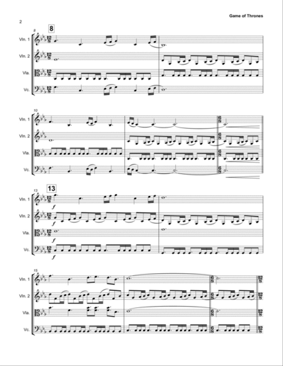 Game Of Thrones String Quartet scores gallery preview page 2