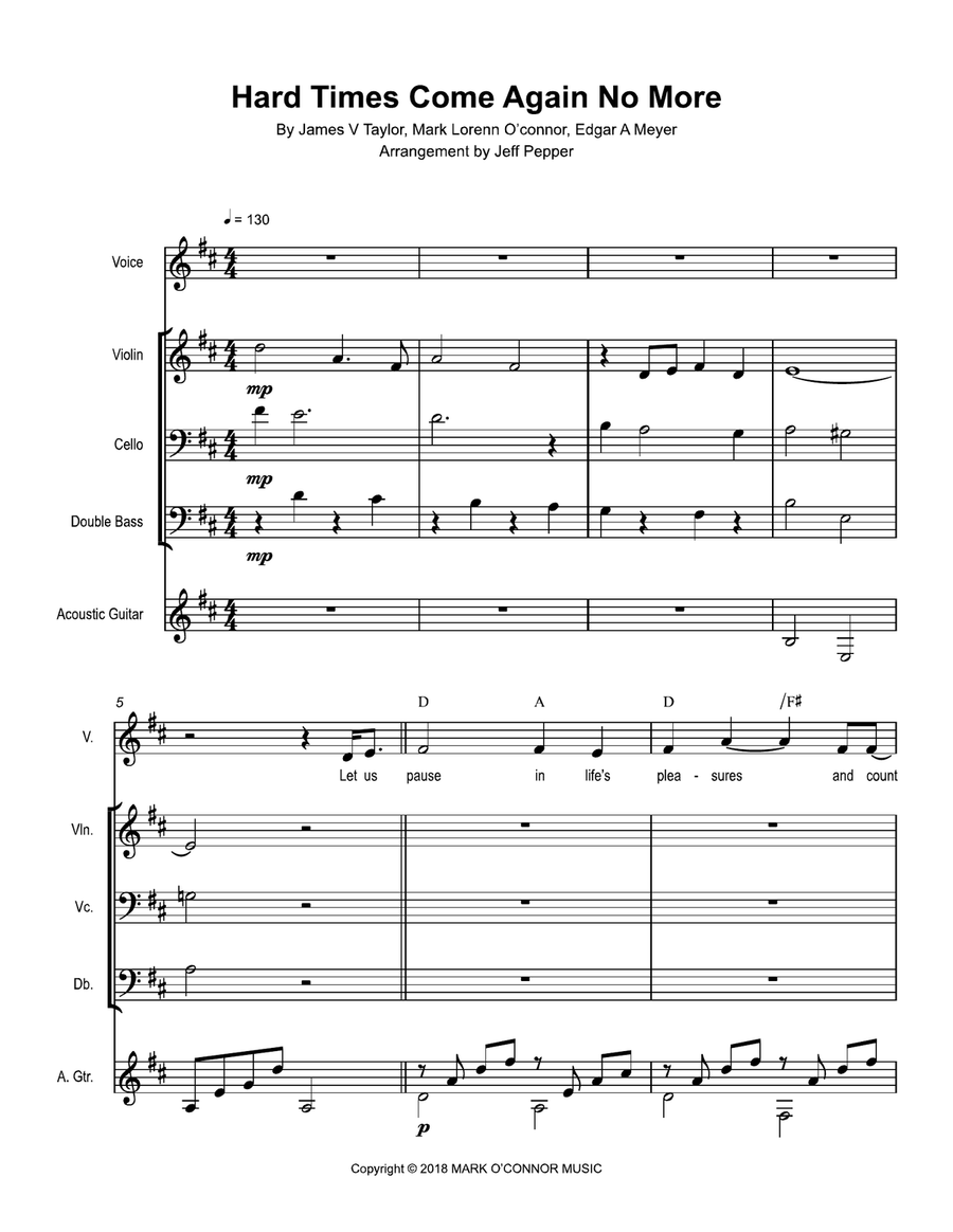 Hard Times Come Again No More (arr.) Small Ensemble scores gallery preview page 1