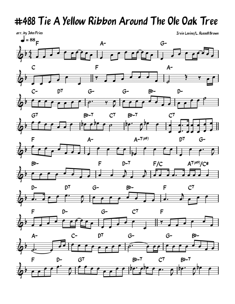 Tie A Yellow Ribbon Round The Ole Oak Tree Piano scores gallery preview page 1