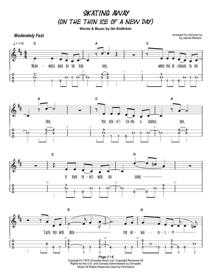 Skating Away (on The Thin Ice Of A New Day) Dulcimer scores gallery preview page 2