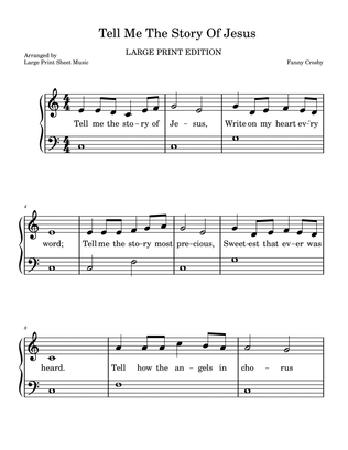 Tell Me The Story Of Jesus LARGE PRINT Easy Piano Hymn