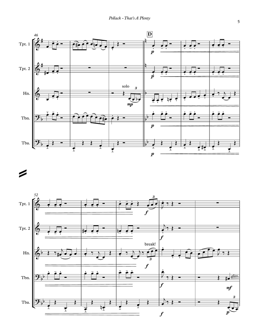 That's A Plenty - Dixieland for Brass Quintet Brass Quintet scores gallery preview page 5