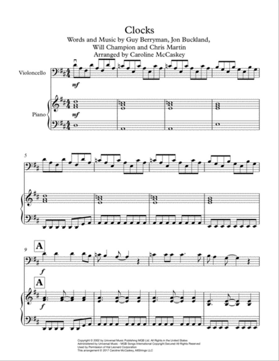 Clocks Piano scores gallery preview page 2