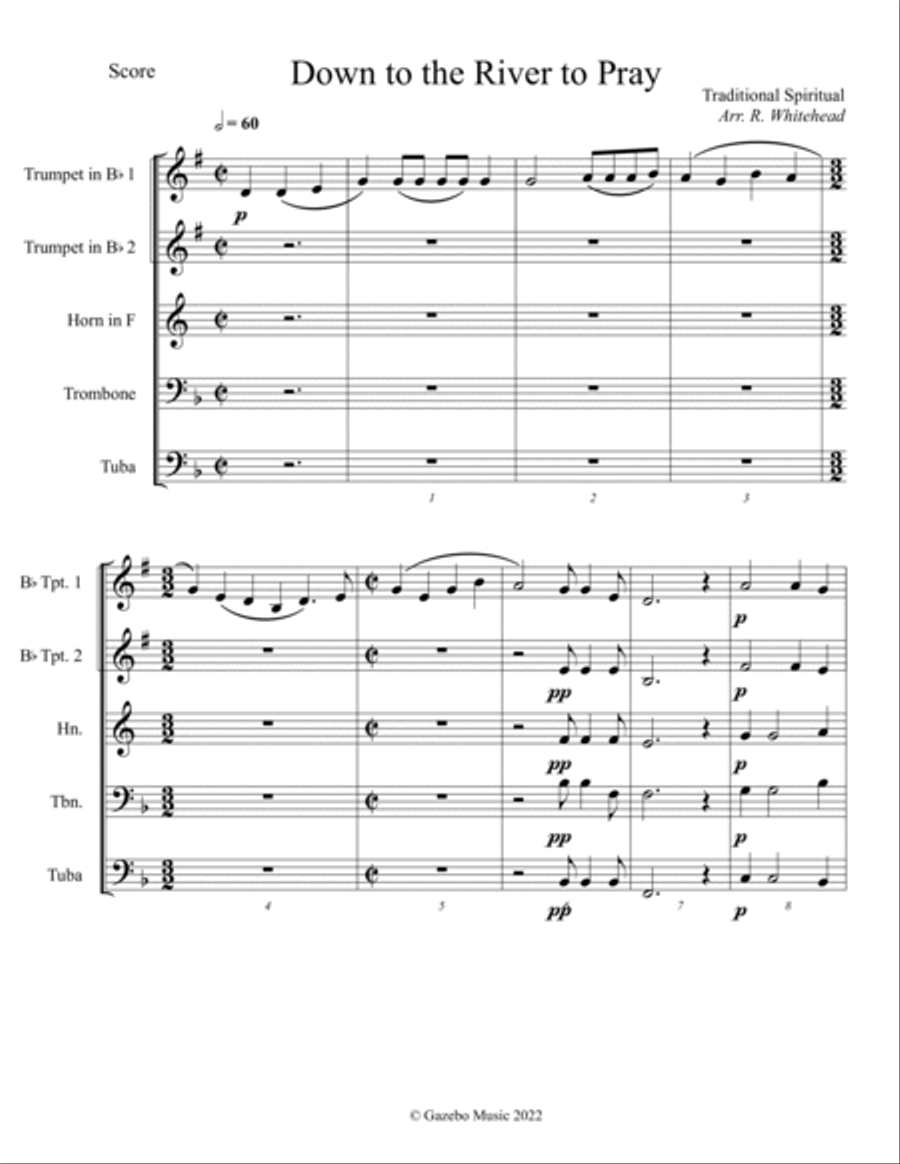 Down to the River to Pray Brass Ensemble scores gallery preview page 3
